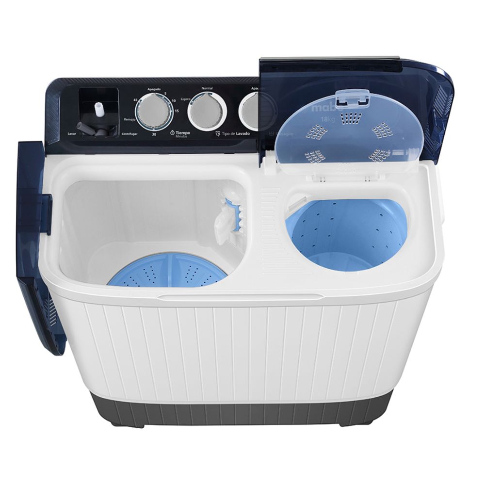 Lavadora Semi-Automatica 40 Libras Mabe LMDX-8124HBABO abierta