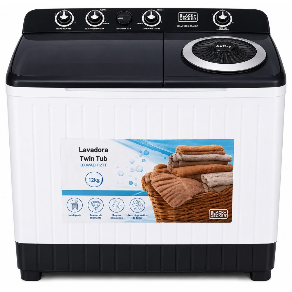 lavadora semi automatica black+decker 26.4 libras 12 kilogramos BXWABH12TT