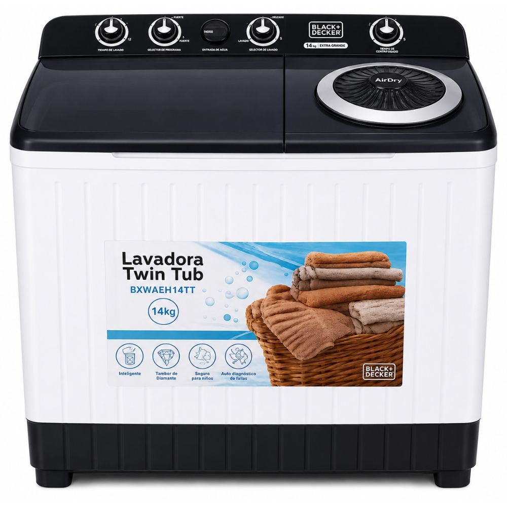 lavadora semi automatica black+decker 31 libras 14 kilogramos BXWABH14TT