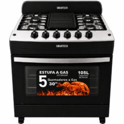 ESTUFA A GAS 30 PULGADAS NEGRA TOP ACERO INOXIDABLE SMARTECH EIS30NN