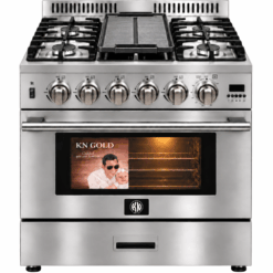 Estufa Semi Industrial acero inoxidable 30 pulgadas a gas KN Gold KN-80X satinada luz en horno